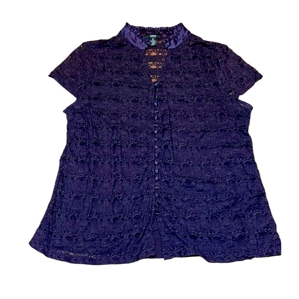 Alfani Woman Lace Top/Cami, Purple, 1X